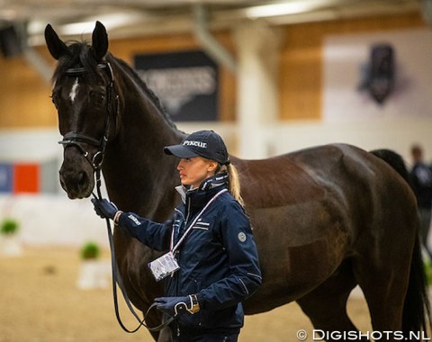 Belarus' Olga Safronova stepped in for Hana Kariasiova who declined her spot in the Finals. The 27-year old rides the 11-year old Oldenburg gelding Sandro D'Amour (by San Amour x Rubinstein)