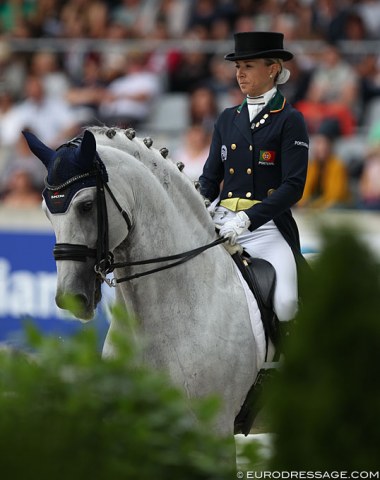 Maria Caetano on Coroado, the second of four Lusitano's in the 5* Grand Prix!