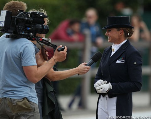 Dorothee Schneider gets interviewed by the WDR television station