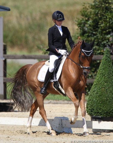 Czech Barbora Kavanova on the NRPS gelding Icarus van de Bulksehoeve. The pair made its CDI debut in Exloo two weeks ago. Icarus was the previous pony partner of Belgians Ine and Elle Peytier, Spanish based Turkish Yagmur Ozturk and now he competes for the Czech Republic