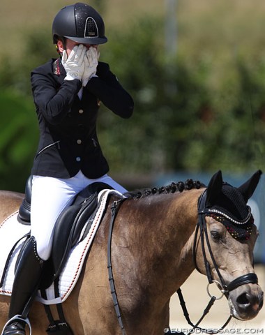 Kullmann can't believe her winning score when it flashes on the board