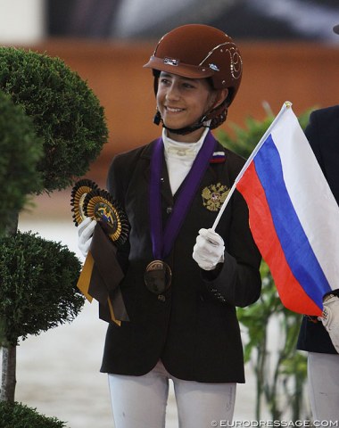 Highest scoring Russian children rider Karina Zakhrabekova