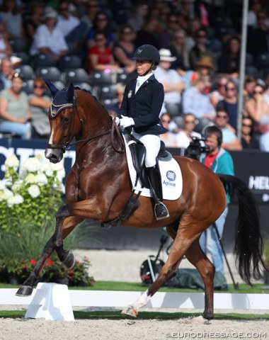 Cecilia Kristoffersen on the very talented Swedish gelding Skywalker (by Zuidenwind x Bernstein). "Yesterday he was moving to the sky, today he was more on the earth," said Hess. The bay had an off-day and did not cope with the atmosphere