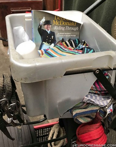 hey, what did I spot there in one of the groom boxes at Schockemöhle's stallion station: Debbie McDonald's book