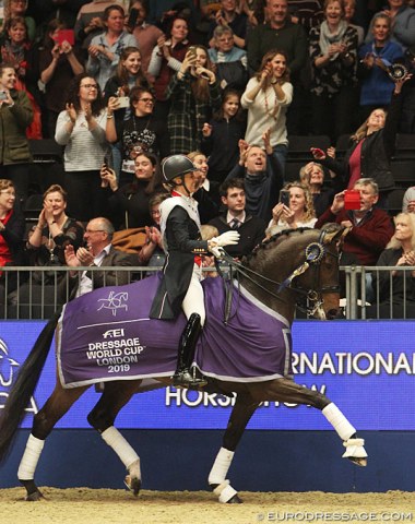 Charlotte threw her ribbon into the crowd. You can actually see a lady catch it in the background!