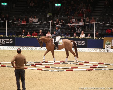 Pippa Funnell demonstrating her pole work with Richard Waygood