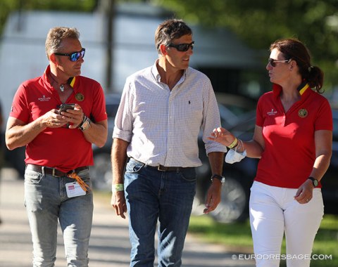 Belgian team captain Alain Rauw and Belgian trainers Wim Verwimp and Sophie Baetens-Van Lent