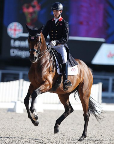 British Lewis Carrier on Diego. The rider has a soft and light hand but this week he didn't push the right buttons on his horse and struggled in the changes