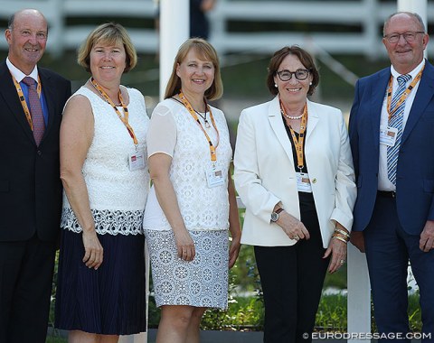 The judges panel for the 2020 European Young Riders Championships: Eddy de Wolff van Westerrode, Maria Colliander, Eva Vint-Warmington, Evi Eisenhardt, Kurt Christensen