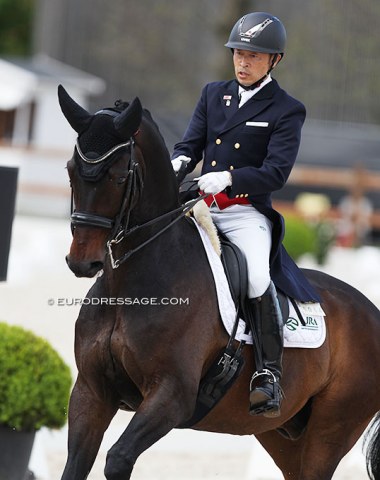 Hiroyuki Kitahara on the 13-year old Danish bred Huracan (by Hotline x Don Schufro)