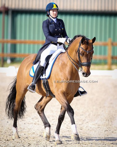 Ukrainian Inna Logutenkova at her first international in 15 months time, here riding the Holsteiner Hetman Sahaydachniy (by Calato x Alcatraz). The horse's last CDI was in October 2016