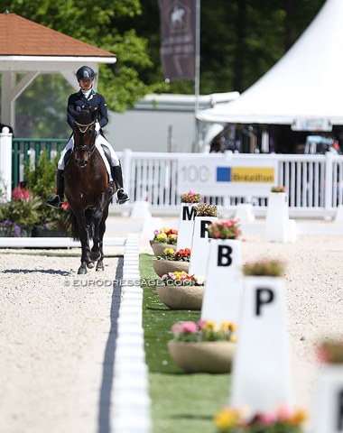 The gorgeous main arena in Compiegne. Maria Caetano on Fenix de Tineo (by Rubi x Oheide) in the ring