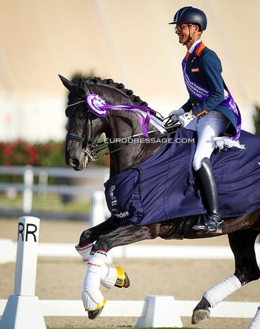 Luiten rode the prize giving ceremony and lap of honour on Sanne van der Pols' Excellentie