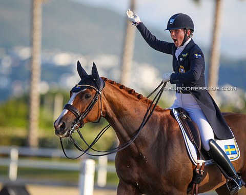 Swedish Felicia Bermar Vistedt tells the crowds to cheer