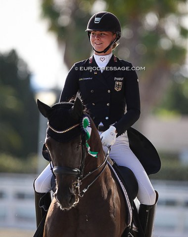 A first-timer representing Germany at a European Championships, Elisabeth von Wulffen stil has a big smile in the lap of honour