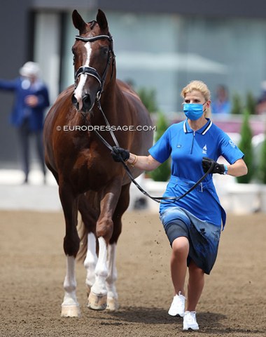 Estonia's Dina Ellermann and Donna Anna looked on point for the horse inspection