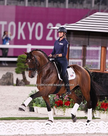 Dominican Republic's Yvonne Losos de Muniz on Aquamarijn. She is riding in her second Olympics