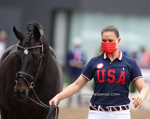 Adrienne Lyle and Salvino. Team USA is dressed in Ralph Lauren