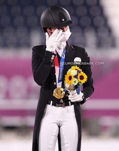 Jessica von Bredow-Werndl in tears behind her face mask