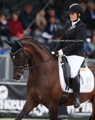 Hungarian Antonia galfi on the Hanoverian mare Brillant Mokka Sahne (by Sarotti Mocca Sahne x Furst Heinrich)