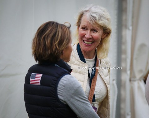 U.S. dressage judge and U.S. Developing Horse coach Charlotte Bredahl talking to Amy Ebeling