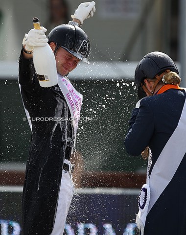 Champagne shower for Raphael Netz