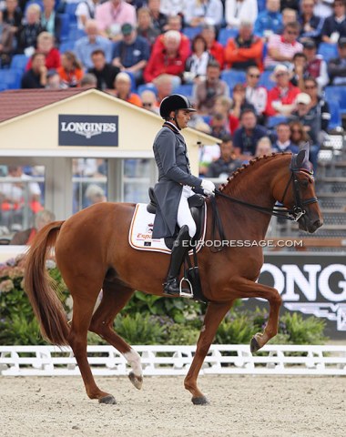 Long-time Spanish team rider Jose Antonio Garcia Mena rode his first ever Freestyle finals at a major Championship. Here on Divina Royal 