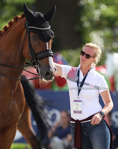 Danish team trainer Nathalie zu Sayn-Wittgenstein pats Fanalino