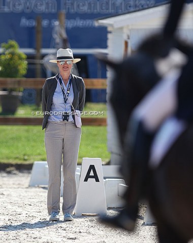 Polish FEI Steward Katarzyna Widalska waiting for the next horse to be checked