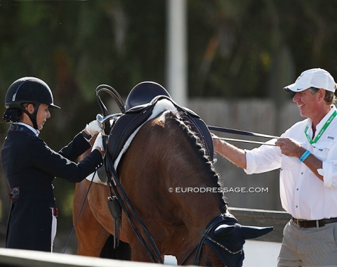 Shannon Dueck and her husband Lorne after Shannon's ride on Angelika MW