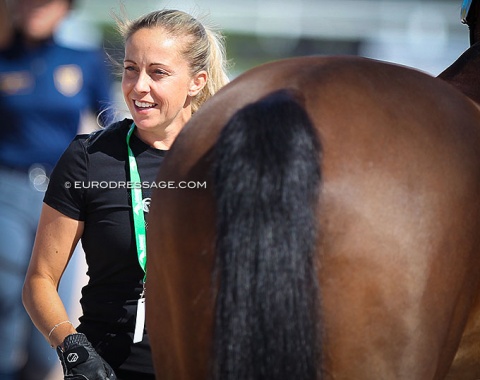 Big smile from British Lisa Marriott at the vet check