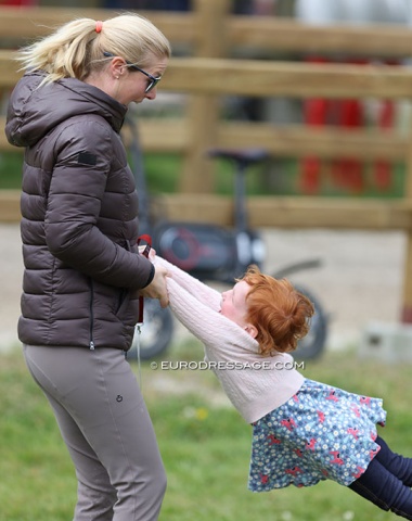 After the ride it's playtime with the kids for Laura Tomlinson