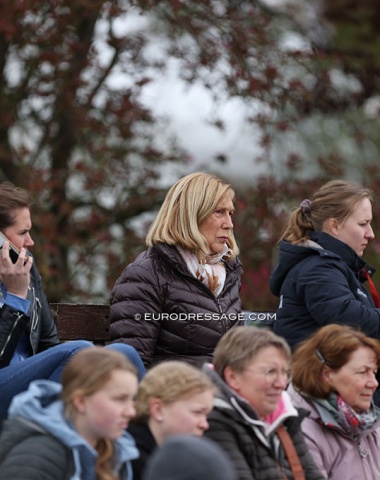 Retired international dressage judge Angelika Frömming watching the 4* Grand Prix