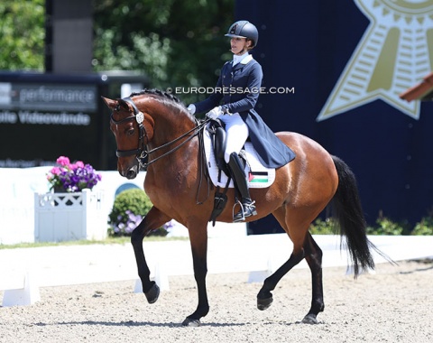 Russian Diana al Shaer rides for Palestine with the Lusitano crossbred Unazalee de Massa