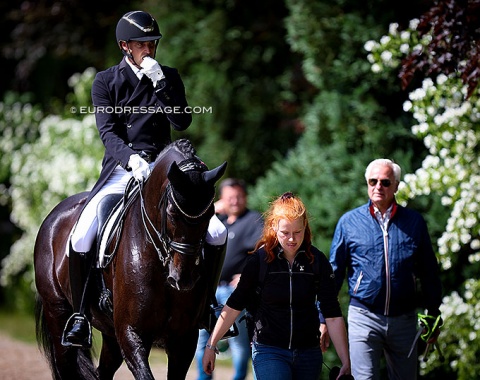 The Aachen Dressage Days were a real nailbiter: Helgstrand with groom Mikkala Krog and Danish "expert trainer" and technical advisor Wolfram Wittig