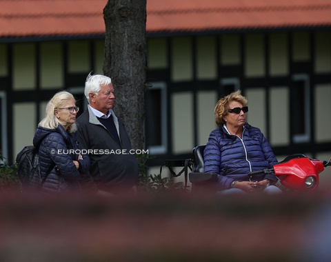 Heidi Bemelmans and Ulli and Bianca Kasselmann watching the dressage tests