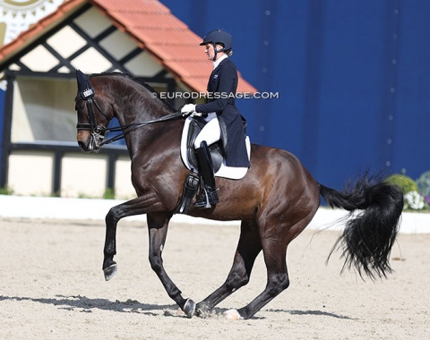 Australian Maree Tomkinson on the home bred Furst Deluxe (by Furstenball x Diamond Hit). Maree recently emigrated to Germany