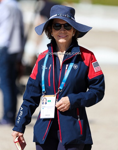 American dressage trainer Kathy Connelly in Aachen with the team