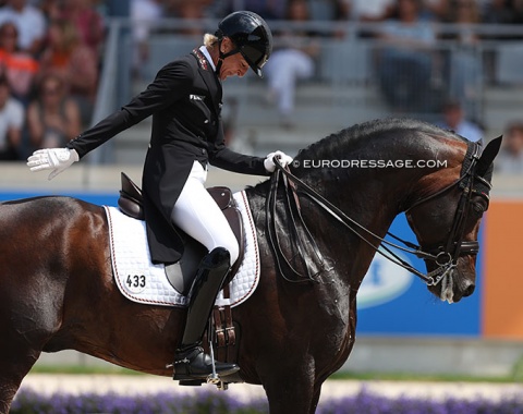 Ingrid Klimke in her final salute on Franzikus (by Fidertanz x Alabaster)