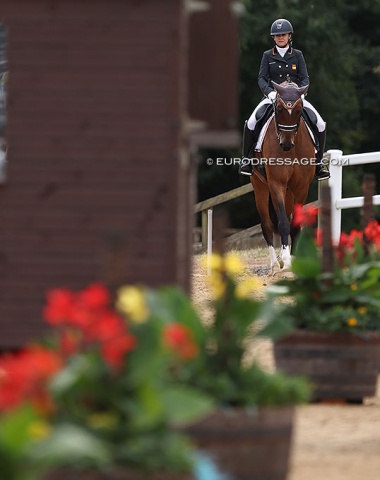 Angela Herrera entering the arena on the 14-year old Westfalian Rock Star (by Rock Forever)