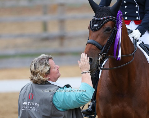 British Dressage Head of Communications Winnie Murphy pats McConkey's Lady Gaga