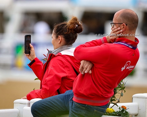 Robynne's father Markus Graf, a former Swiss Grand Prix champion, riding along