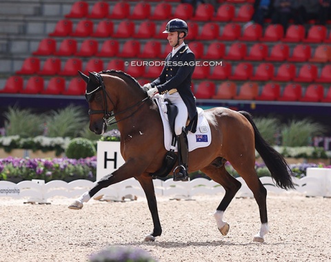 Willinga Park's head rider Jayden Brown will spend two years in Europe to qualify for the Paris Olympics. Riding his fifth Grand Prix on Sky Diamond in Herning