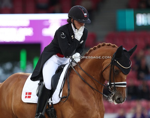 Cathrine kissed her hand and then touched Cassidy's neck before riding their last public freestyle as part of the farewell ceremony