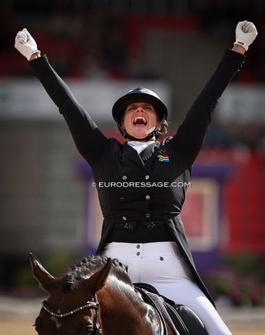 My favourite photo of the day: South African Gretha Ferreira cheering