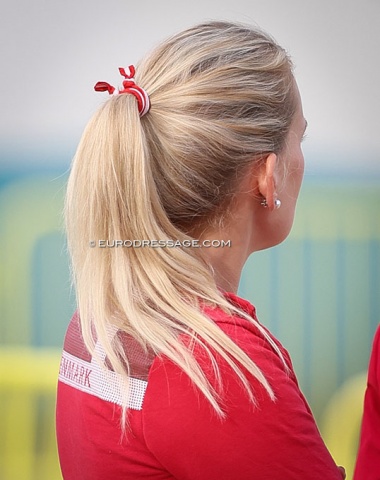 Nanna Skodborg Merrald's cute Danish ribbon in her pony tail