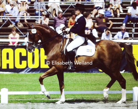 Elisabeth Lette, wife of Swedish O-judge Eric Lette, and her thoroughbred Top Flight xx.