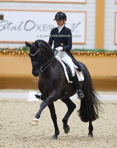 Australian Simone Pearce made her international show debut on Hanoverian Cadeau Noir (by Christ x De Niro) previously trained and shown by Lena Waldmann
