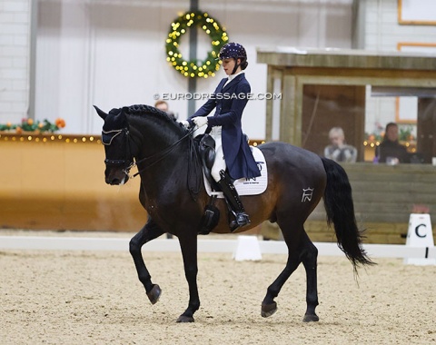 Belgian Caroline Ulrici rode some of the best trot half passes of the day on the PRE stallion Hernesto HN (by Decano XXVI )