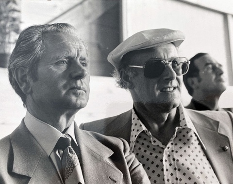 Georg Wahl and Fredy Knie senior watching a dressage show in Switzerland. Both stamped dressage competition in this country and based their work on classical principles like written down in the FEI rule-book.